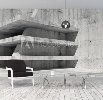 Picture of Abstract concrete room interior with empty floors 3d